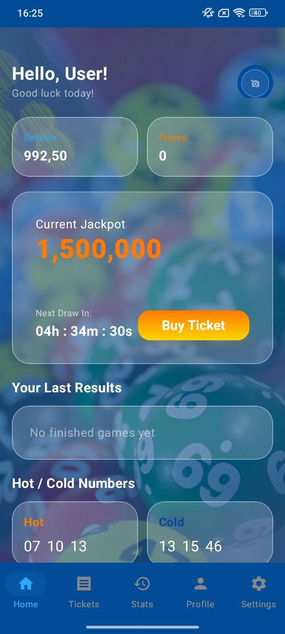 Lotto Ticket Table tickets screen